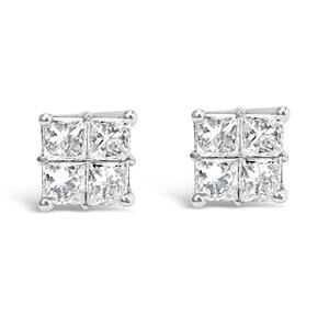 Haus of Brilliance 10KT White Gold Diamond Square Stud Earrings